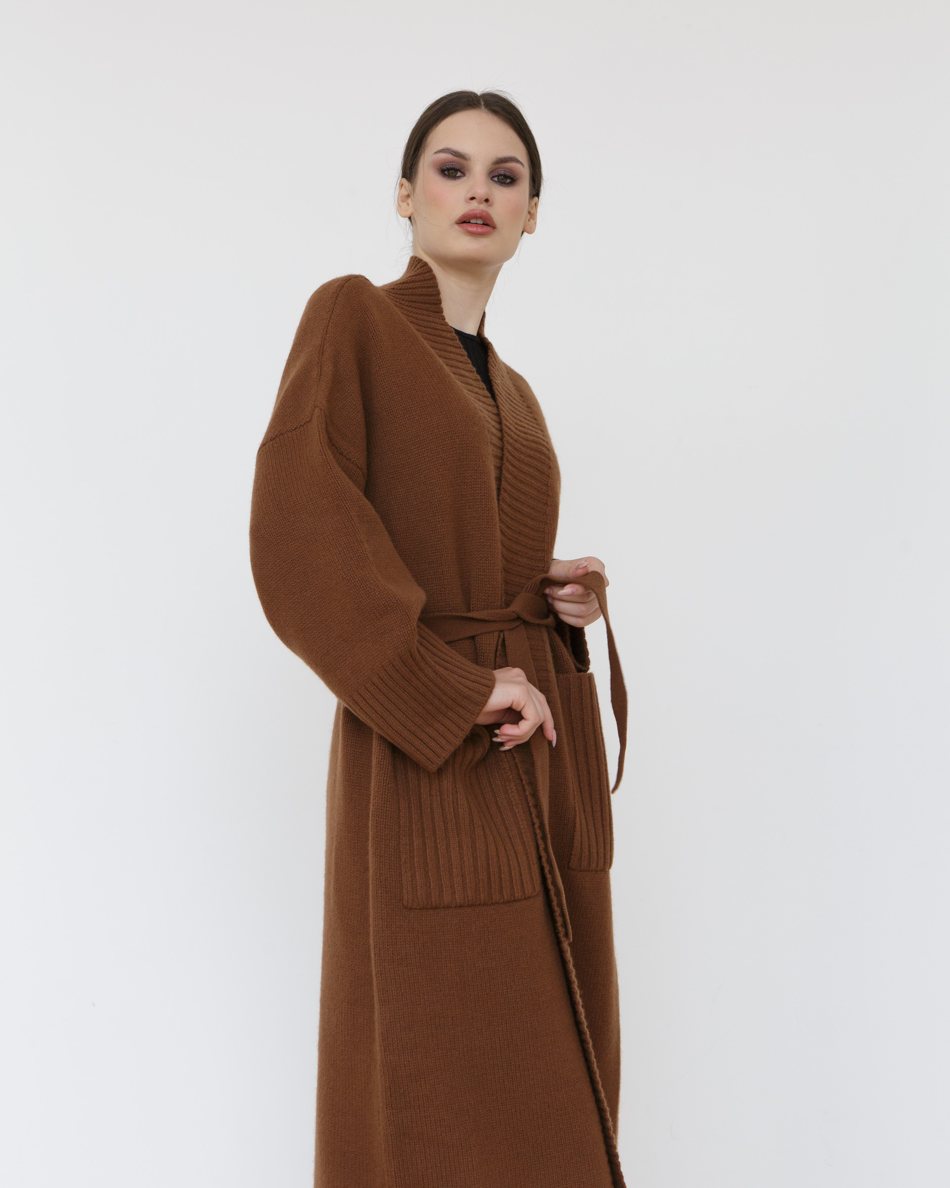 Пальто кашемировое 13-18-300-OC коричневое L GOYOL, цвет коричневый, размер L