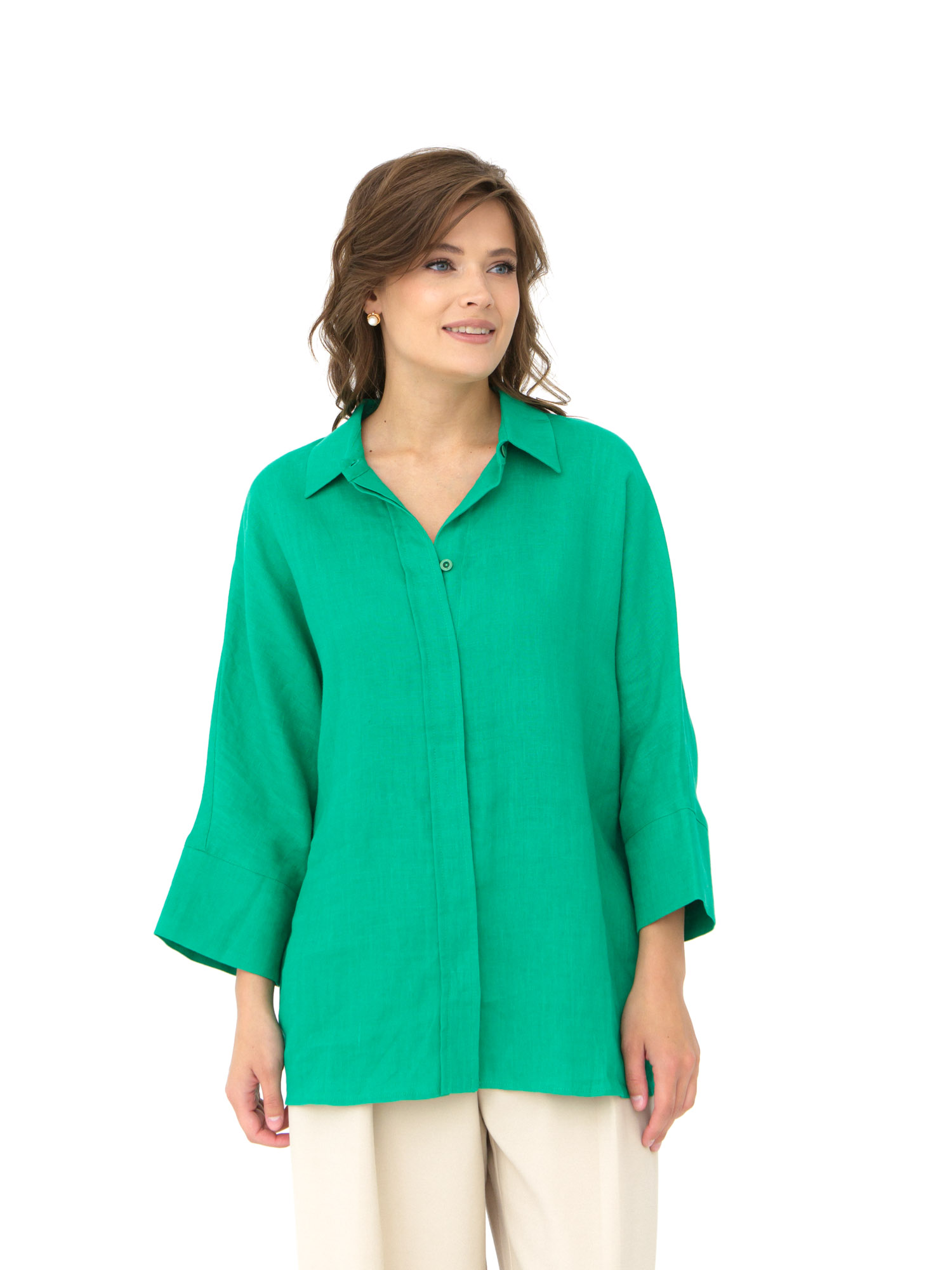 Блузка женская КЛ-7728-ИЛ23 светло-зеленый 44 ELECTRA STYLE, цвет светло-зелёный, размер 44 - фото 1