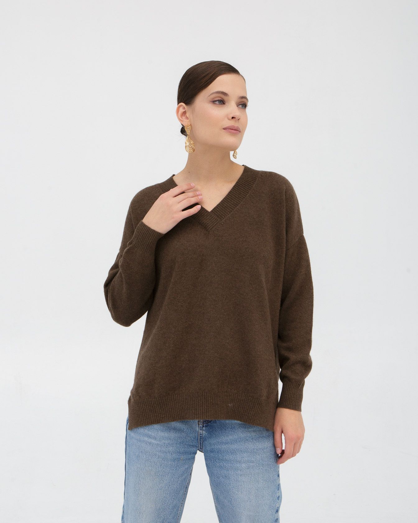 Пуловер из пуха яка 02056 коричневый XL MUNKH, размер XL