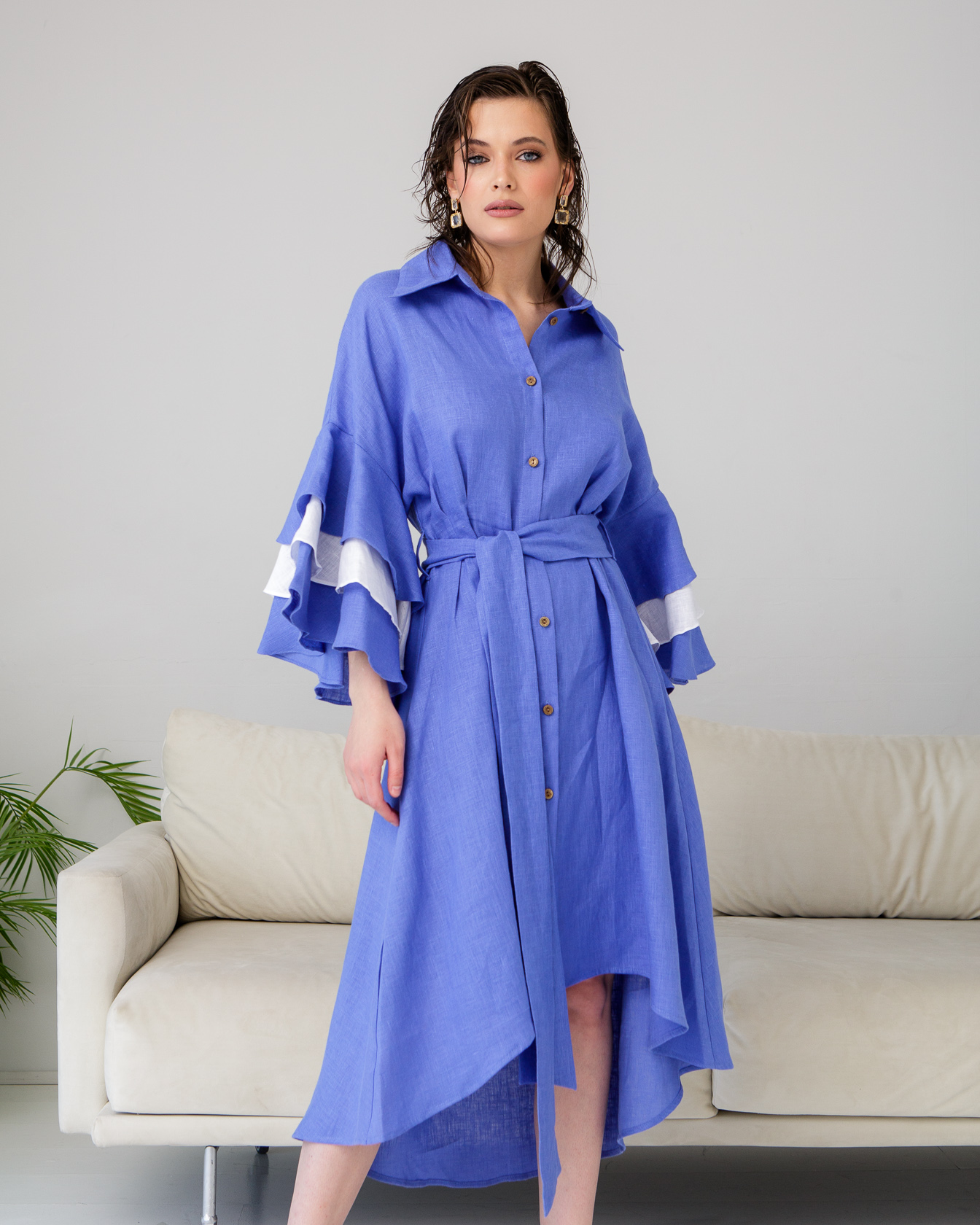 Платье льняное  синее 26015 XL LiMon, цвет синий, размер XL