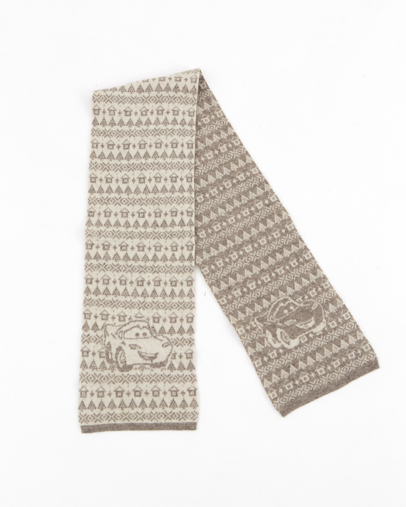Детский шарф из шерсти яка с рисунком UL MM серый Ulzii, размер 160*20 - фото 1