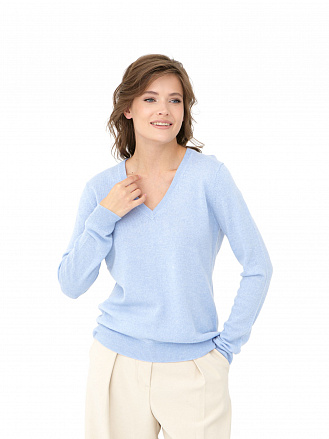 Пуловер из кашемира женский KW070523-E голубой